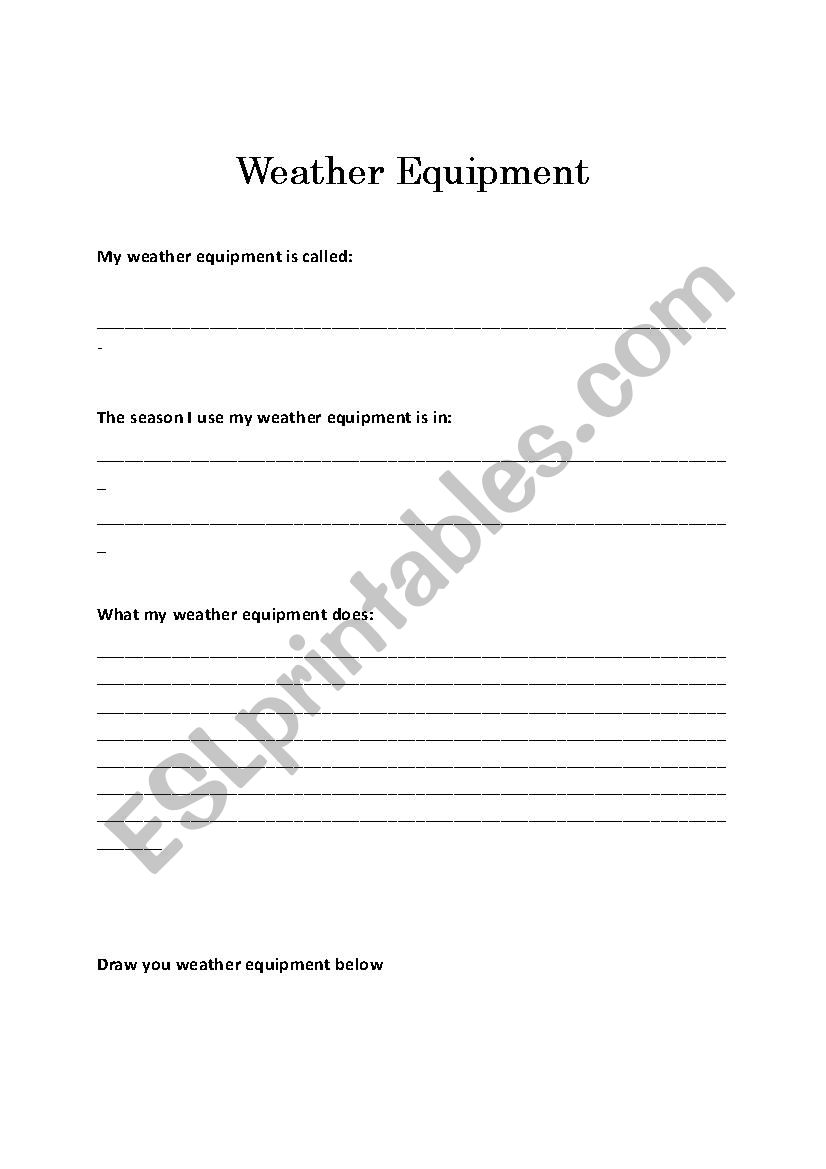 Weather Equipment worksheet
