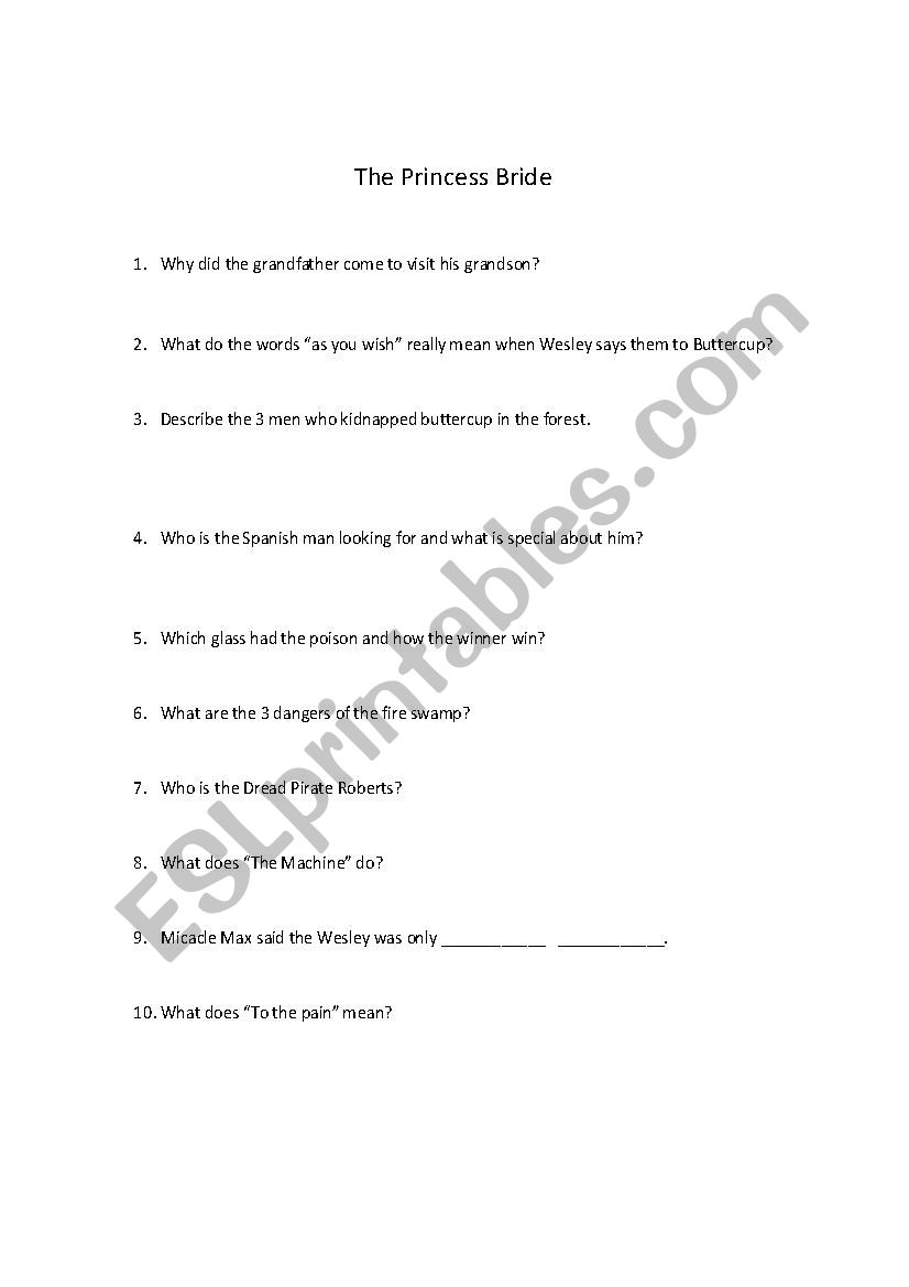 Movie worksheet for 