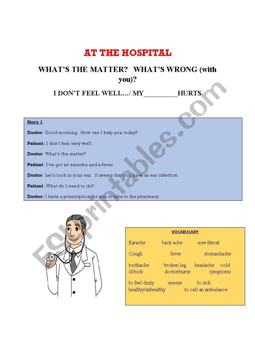 at the hospital worksheet