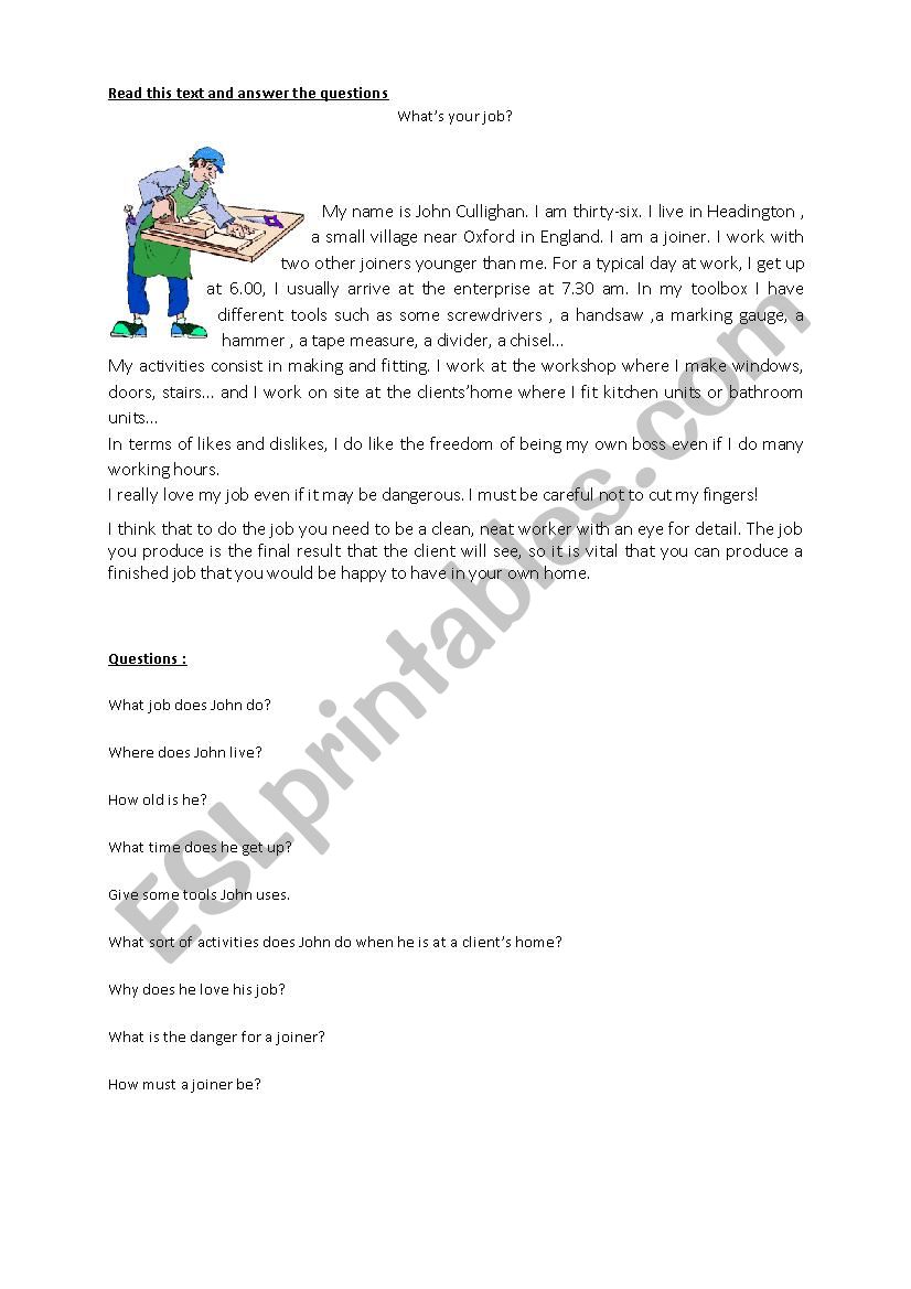 WhatÂ´s your job? worksheet