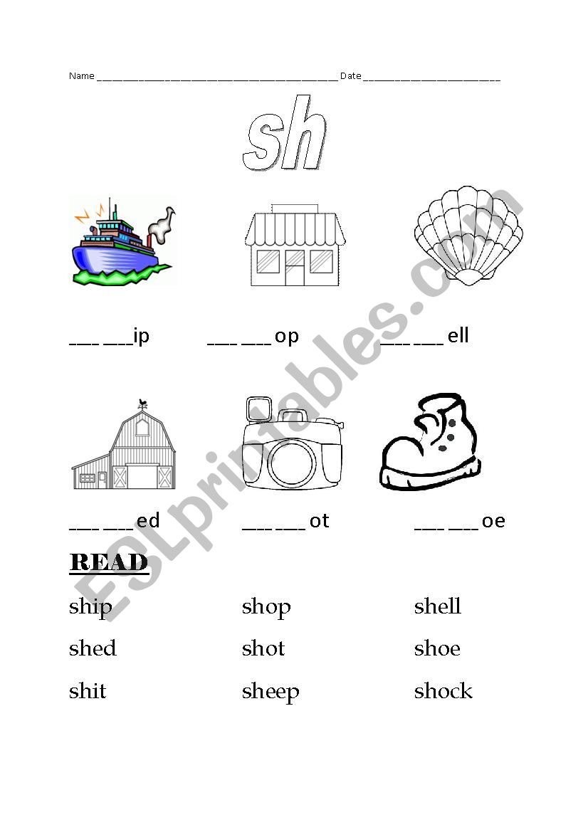 digraphs ch,sh,th,wh worksheet