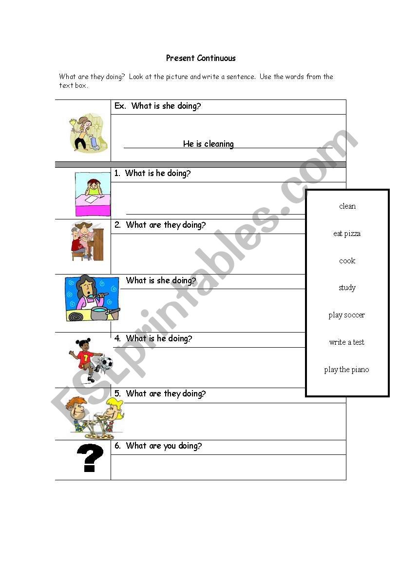 Present Continuous worksheet