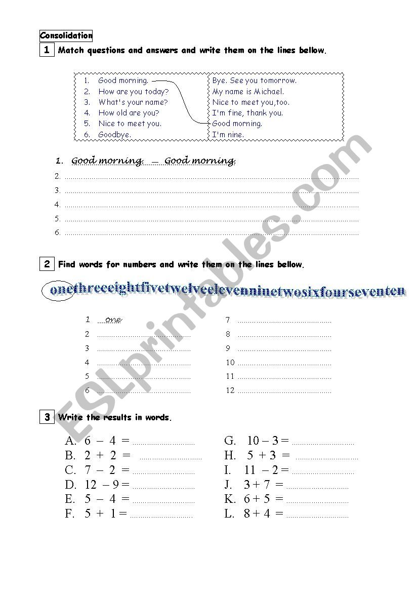 numbers 1-12 worksheet