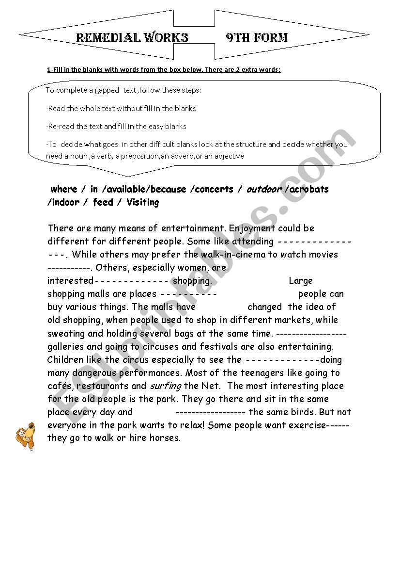 Remedial for 9th form  worksheet