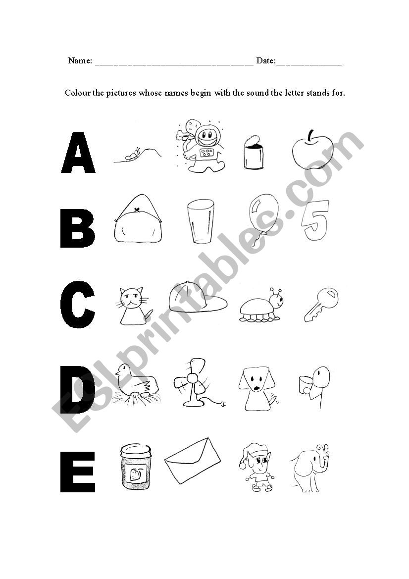 LETTER AND PICTURE MATCH worksheet