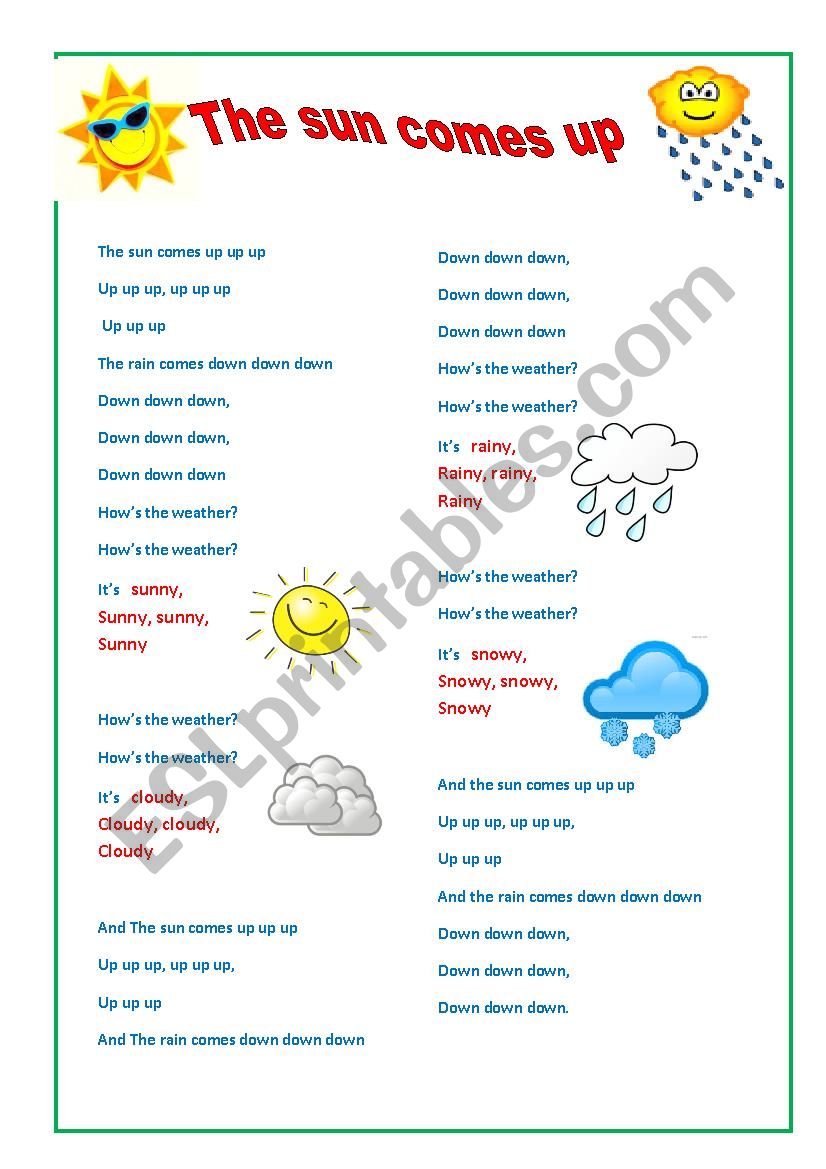 Weather: the Sun Comes Up worksheet
