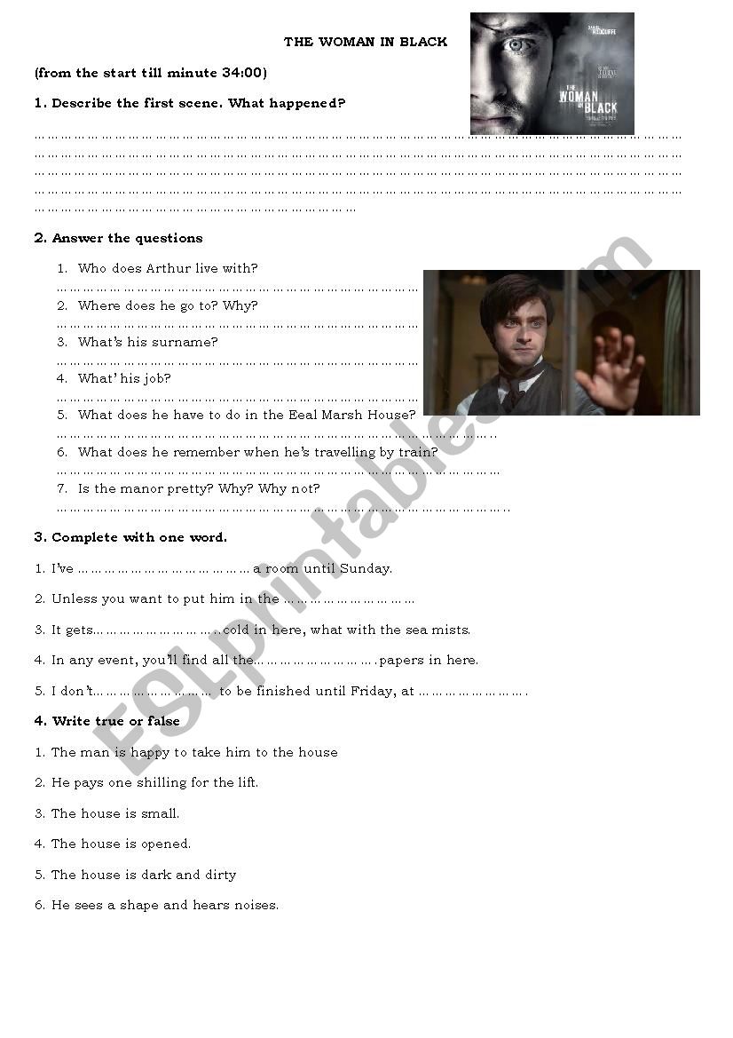 Movie: The woman in black worksheet