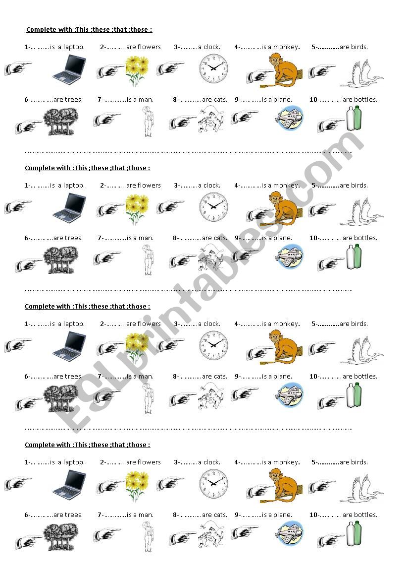 Demonstrative pronouns worksheet