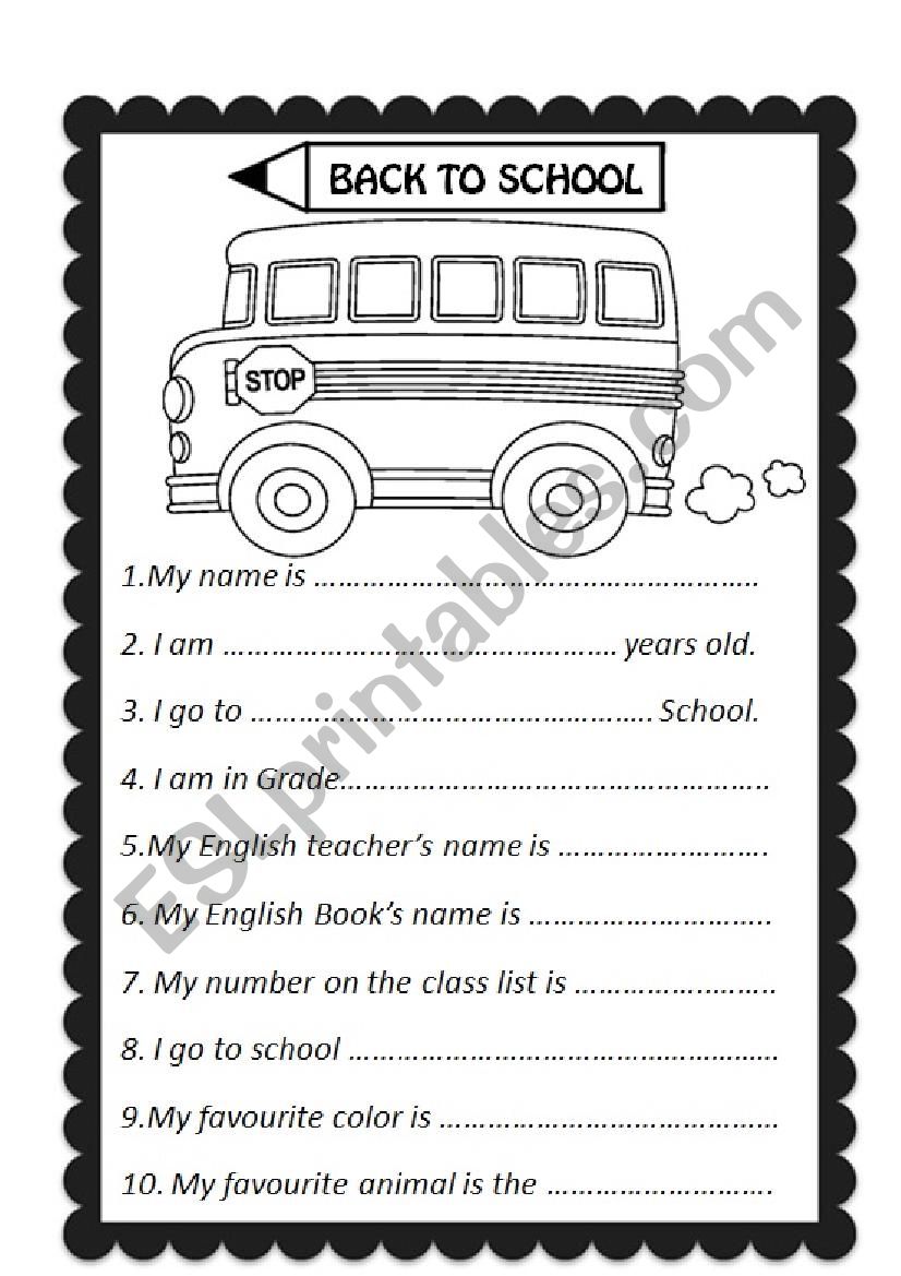 back to school worksheet