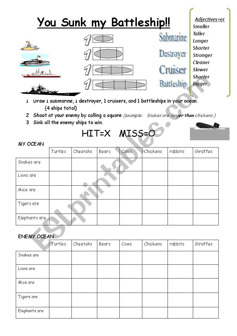 comparative battleship game worksheet