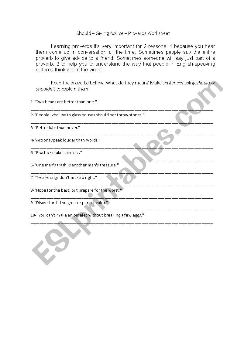 Should Shouldn´t - with Proverbs