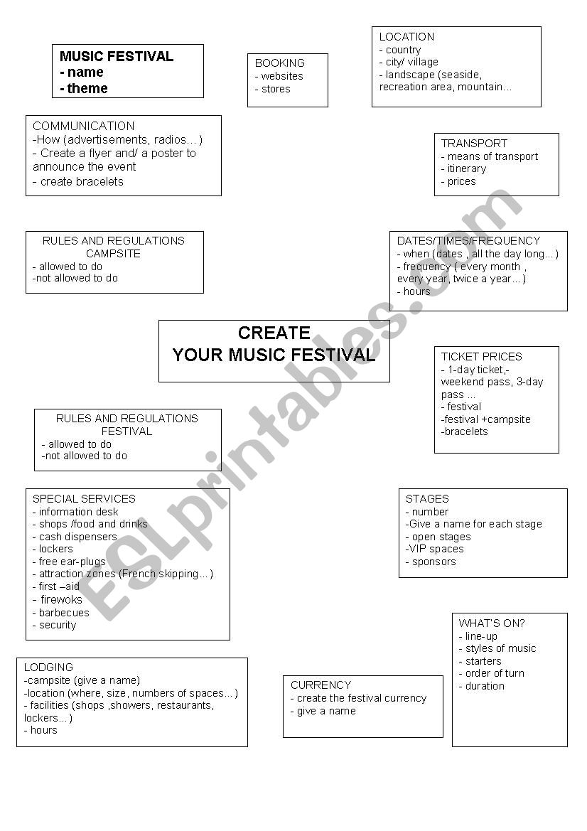 Create your music festival! worksheet