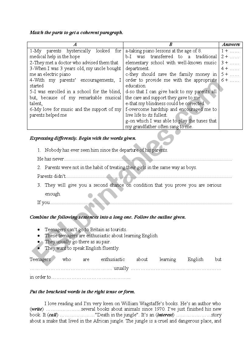 Third Full Term Test For First Form Pupils