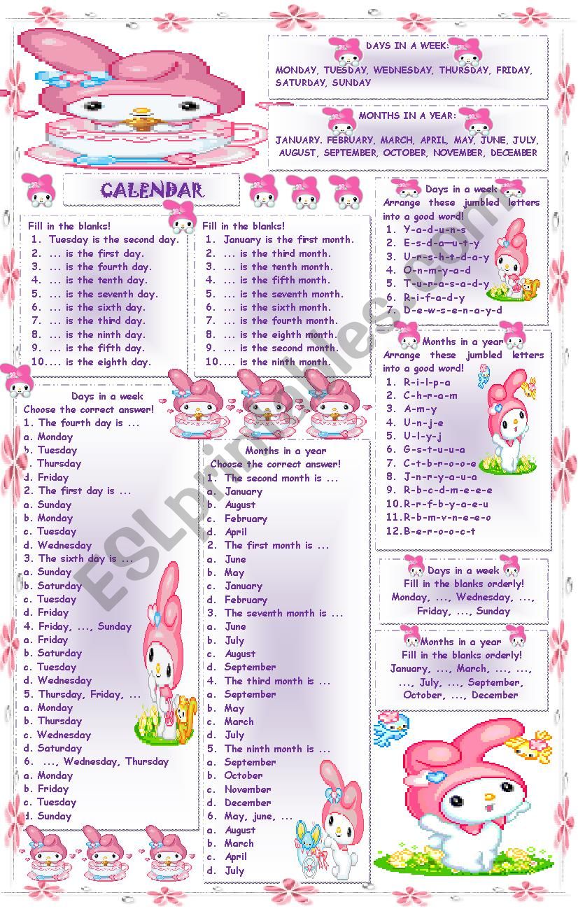 calendar worksheet