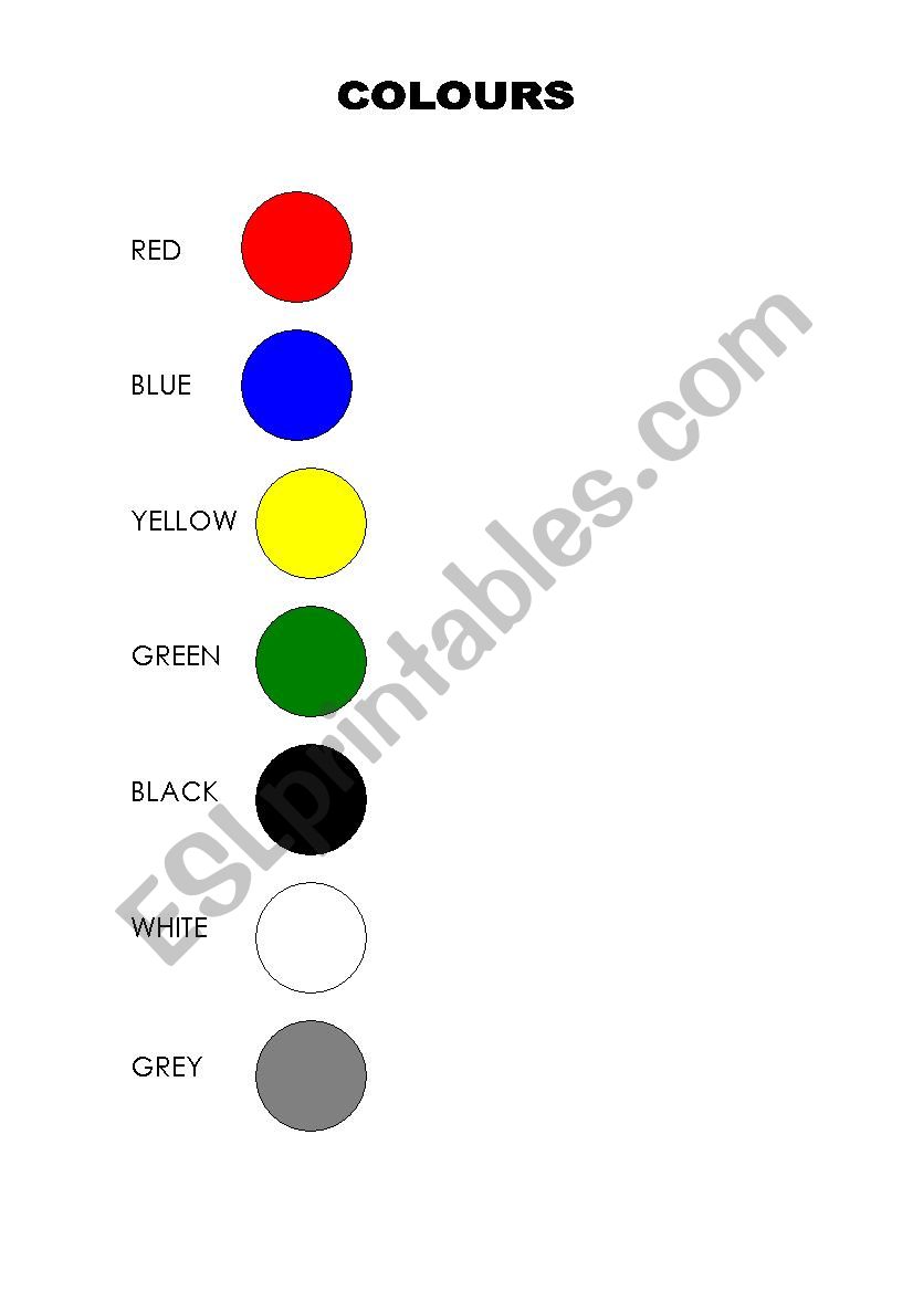 Colours worksheet
