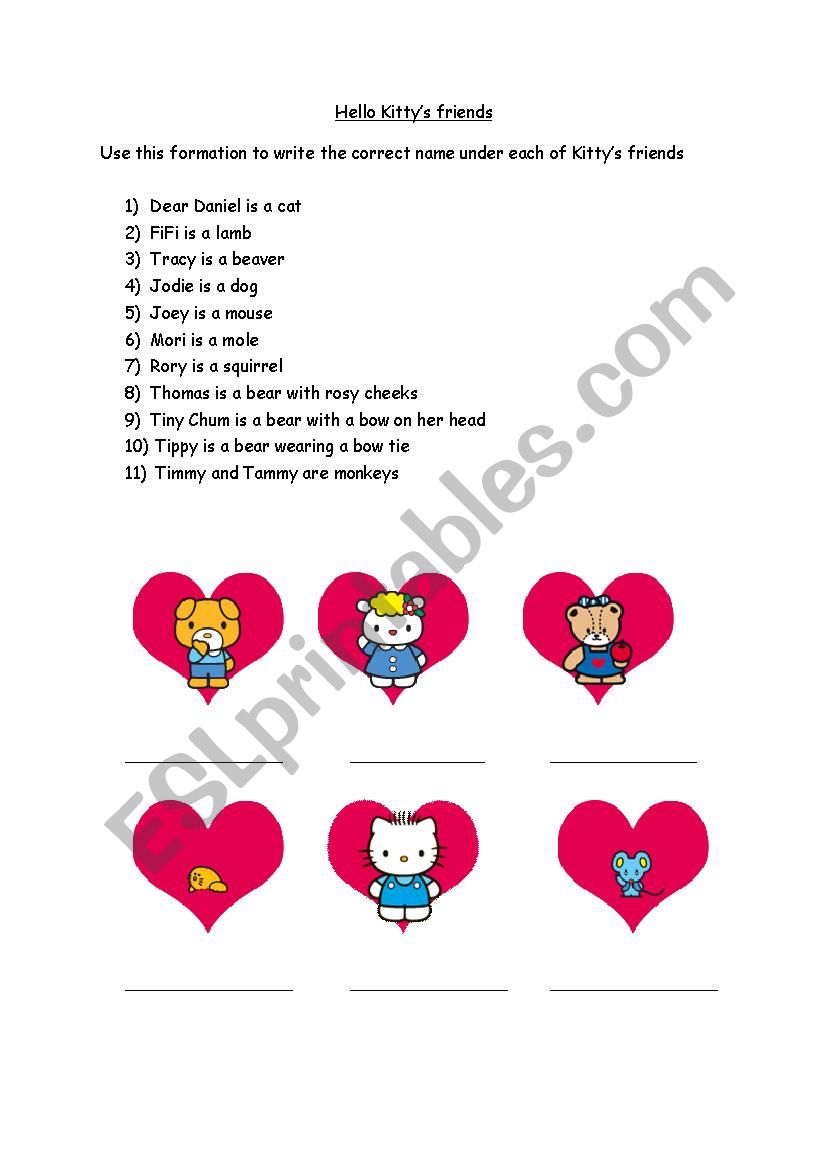 Hello Kitty and Friends worksheet