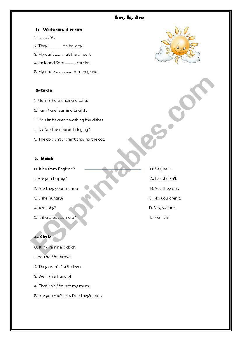 Am/is/are worksheet