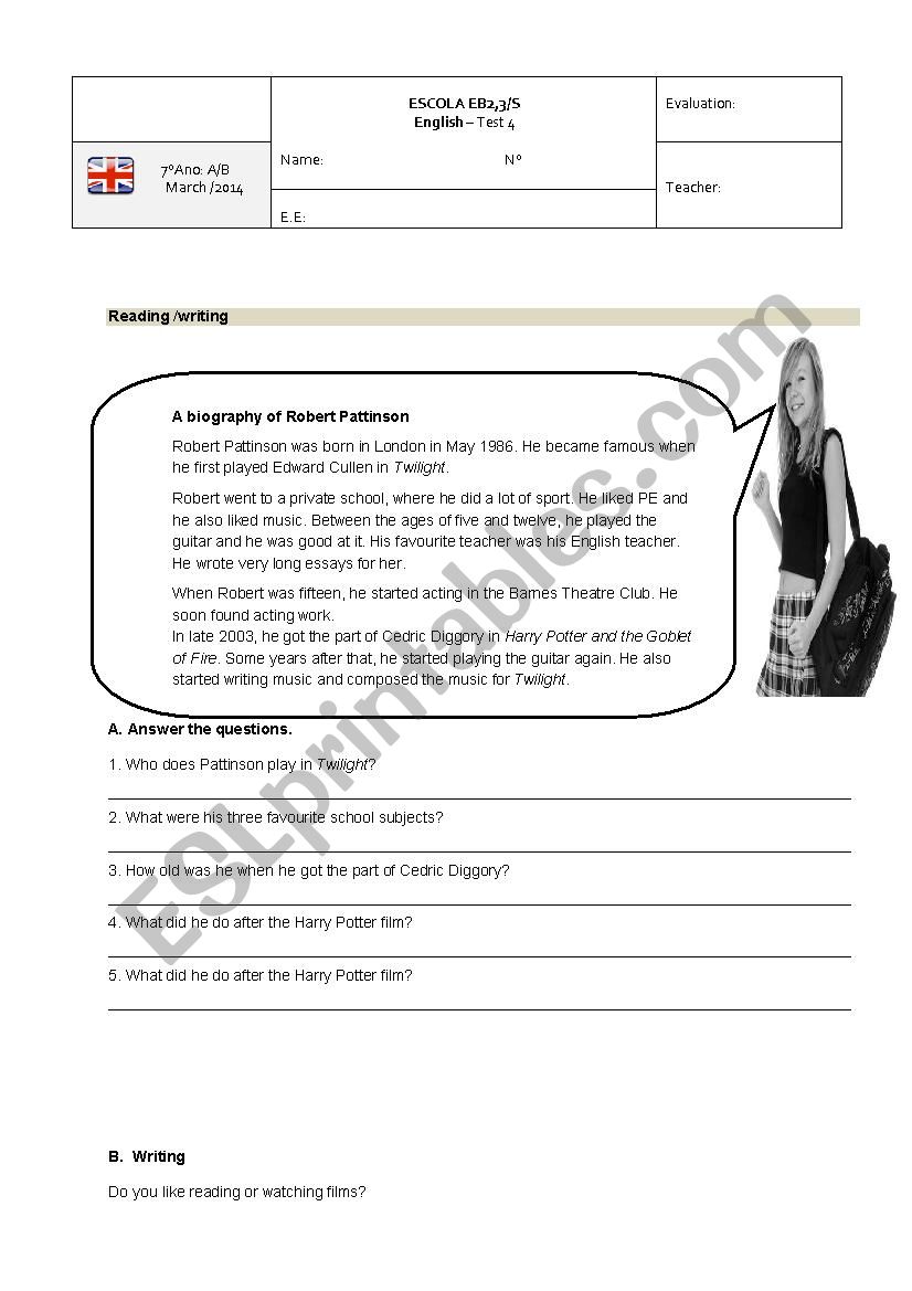 Books and TV programmes worksheet
