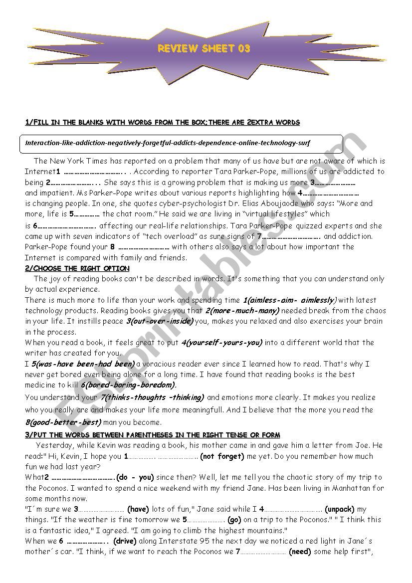 REVIEW SHEET 03 worksheet