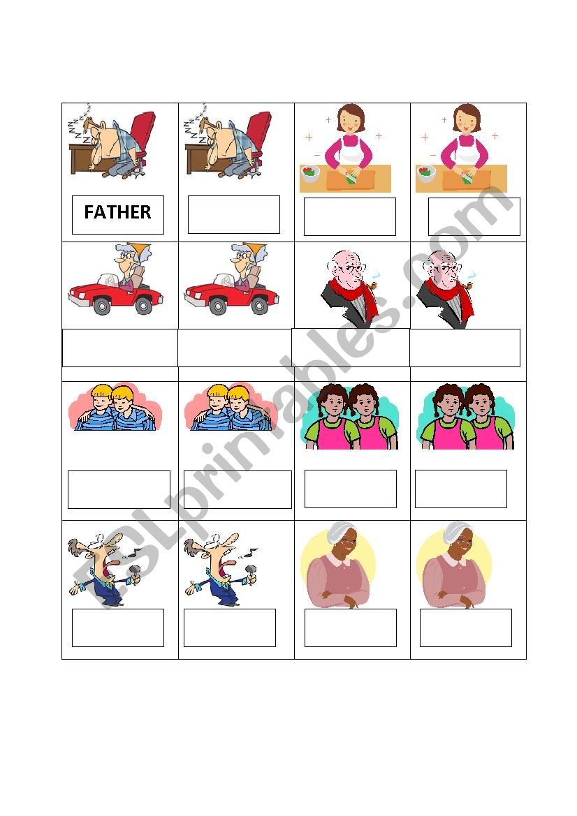 Memory Game Family worksheet