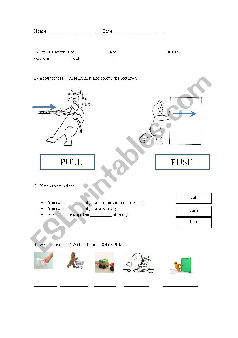 TYPES OF FORCES worksheet