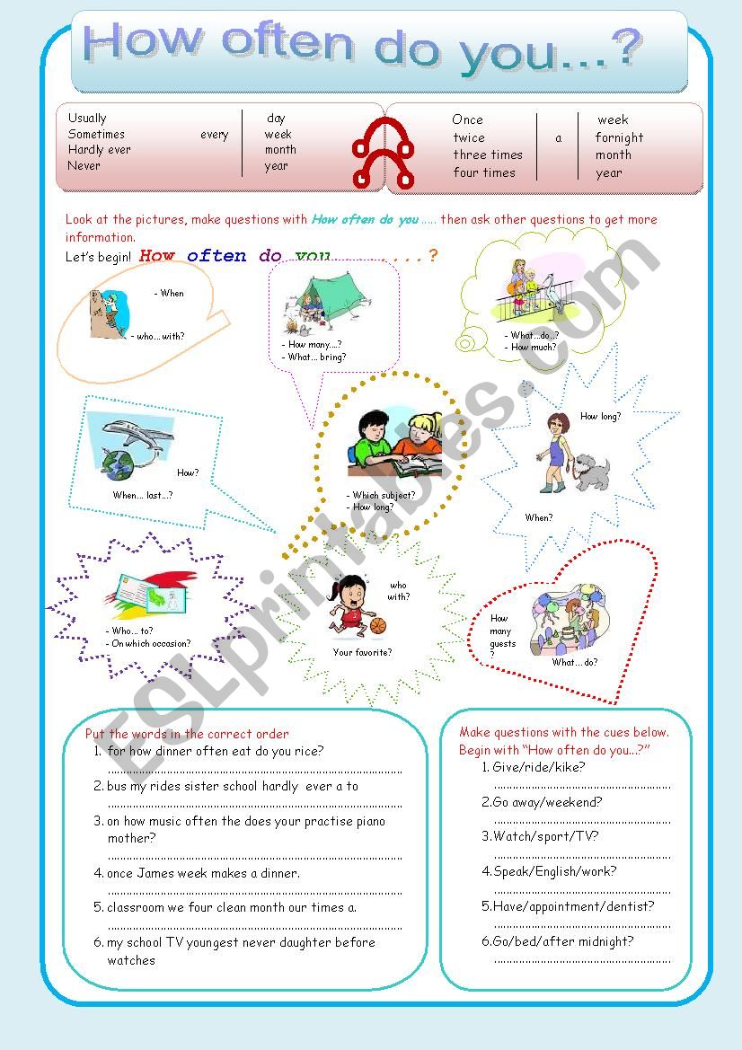 How often do you...? worksheet