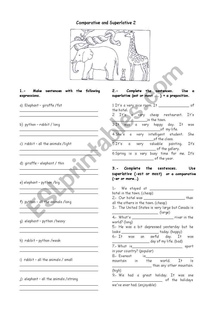 Comparative and Superlative worksheet