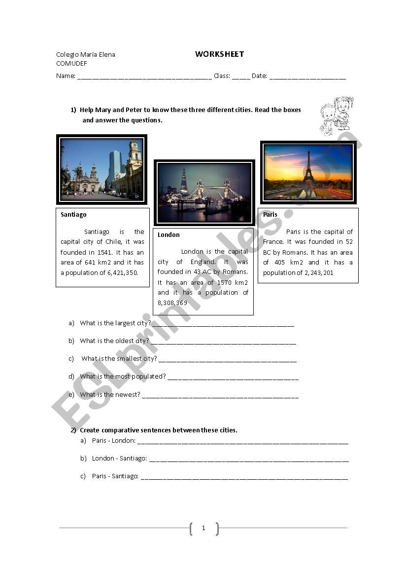 Describing cities worksheet