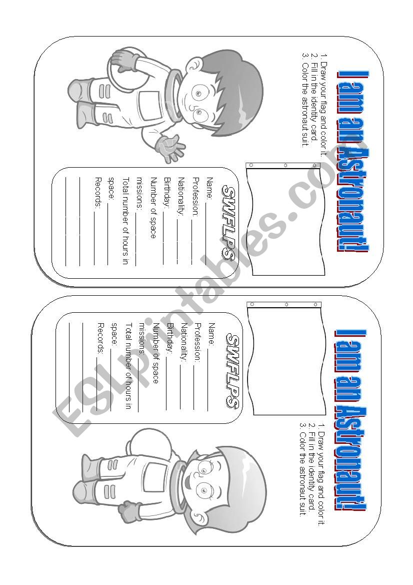I am an Astronaut worksheet