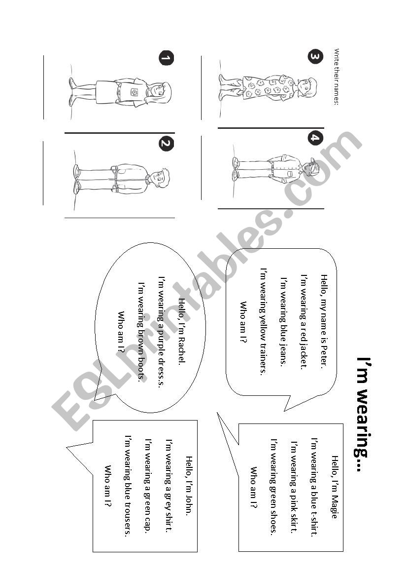 I?m wearing... - ESL worksheet by Laura Ri Za