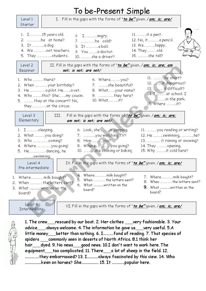 To be in different levels. worksheet