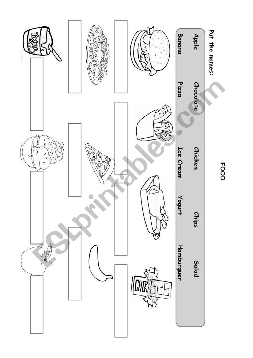 Food vocabulary worksheet