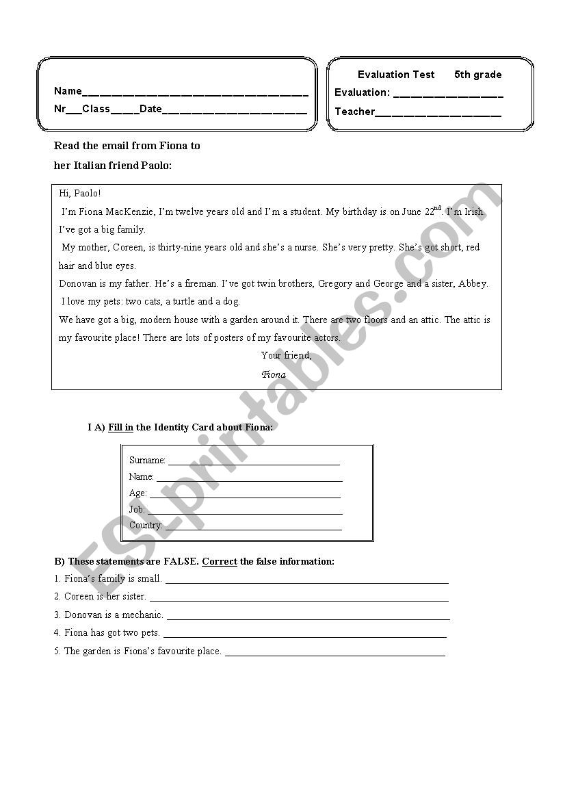 Written worksheet worksheet