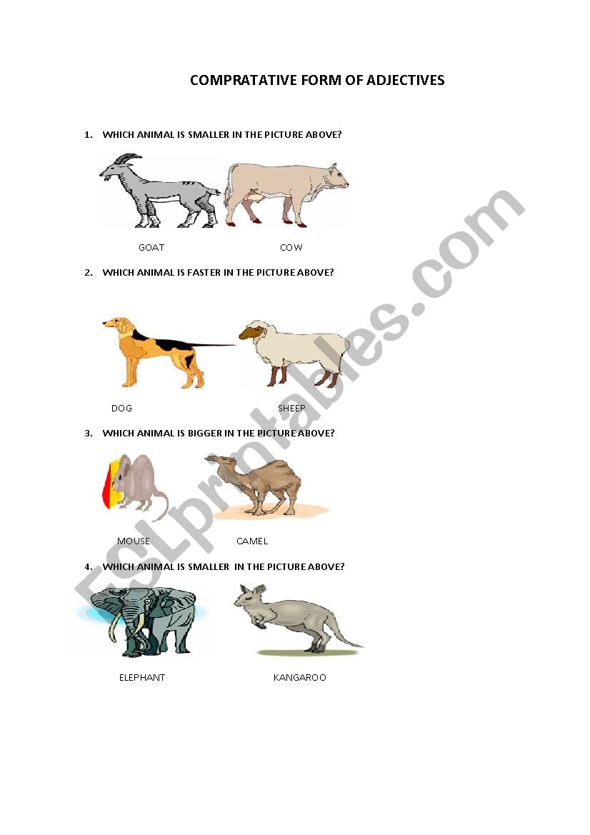 we are learning comparasion via animals