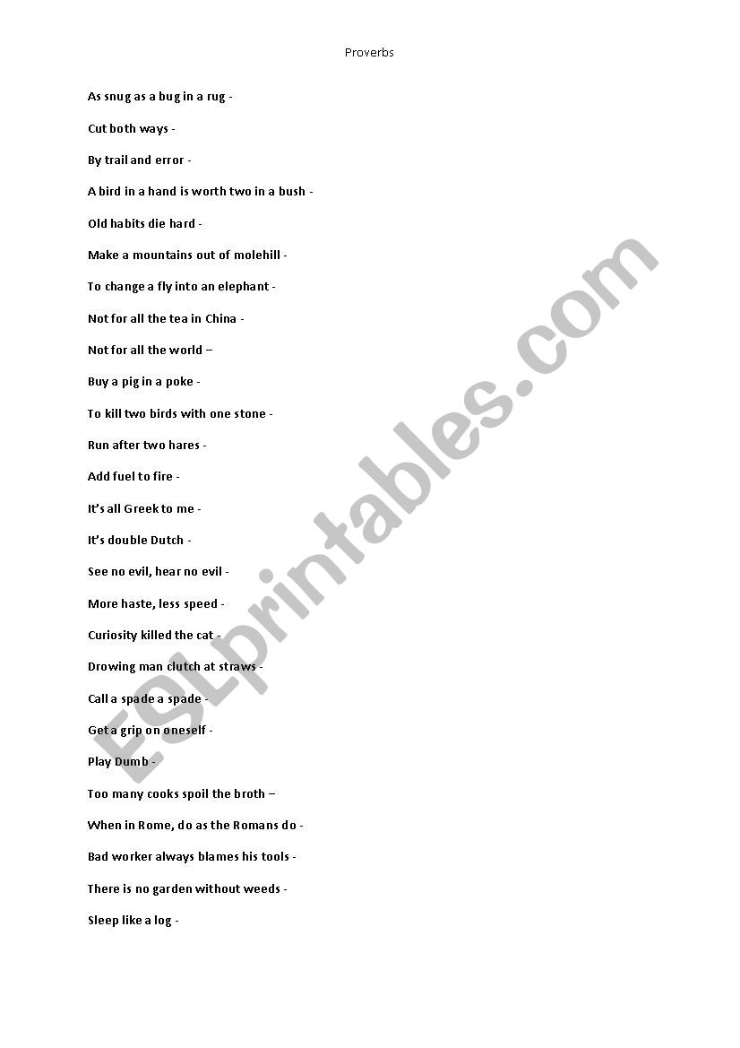 Polish proverbs worksheet