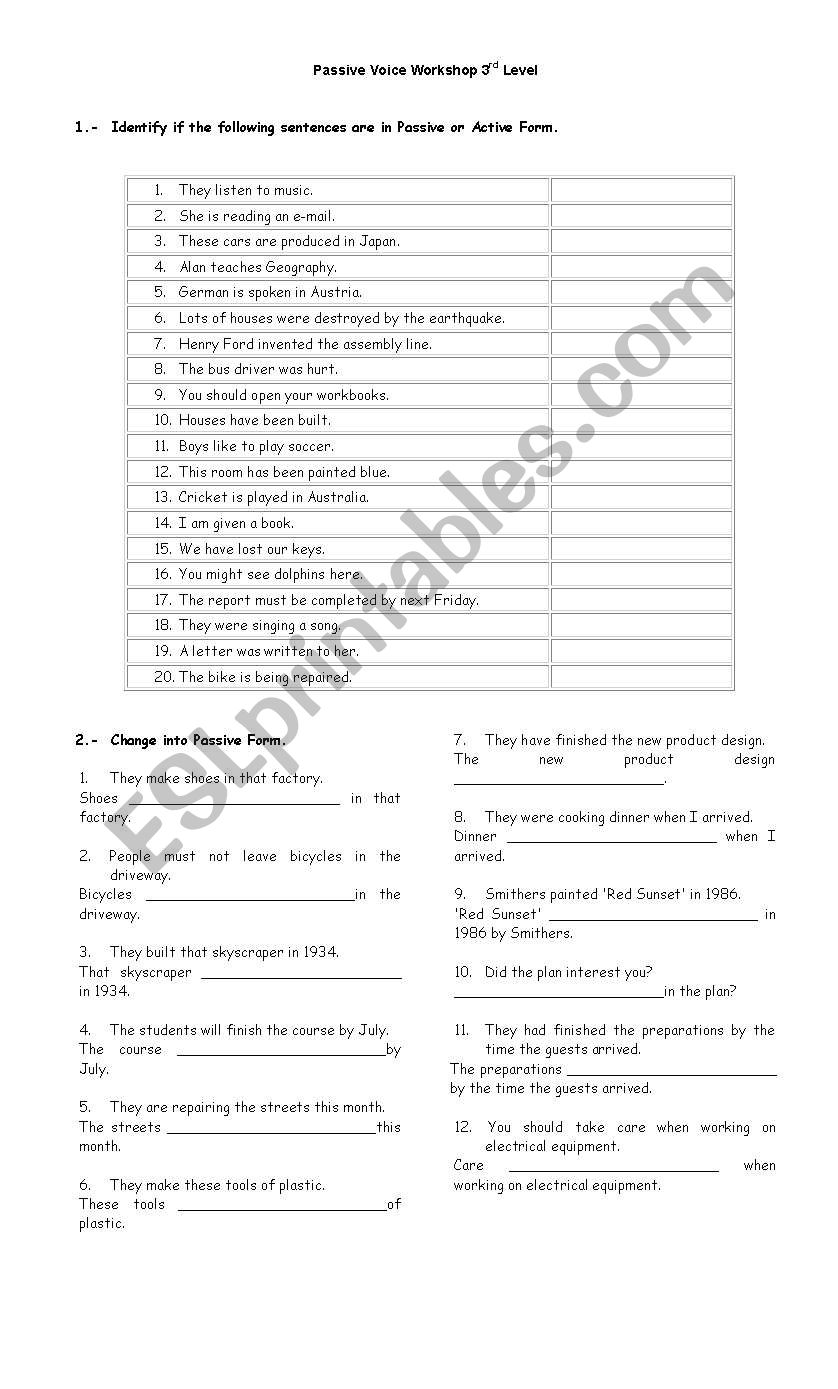 Passive Voice worksheet