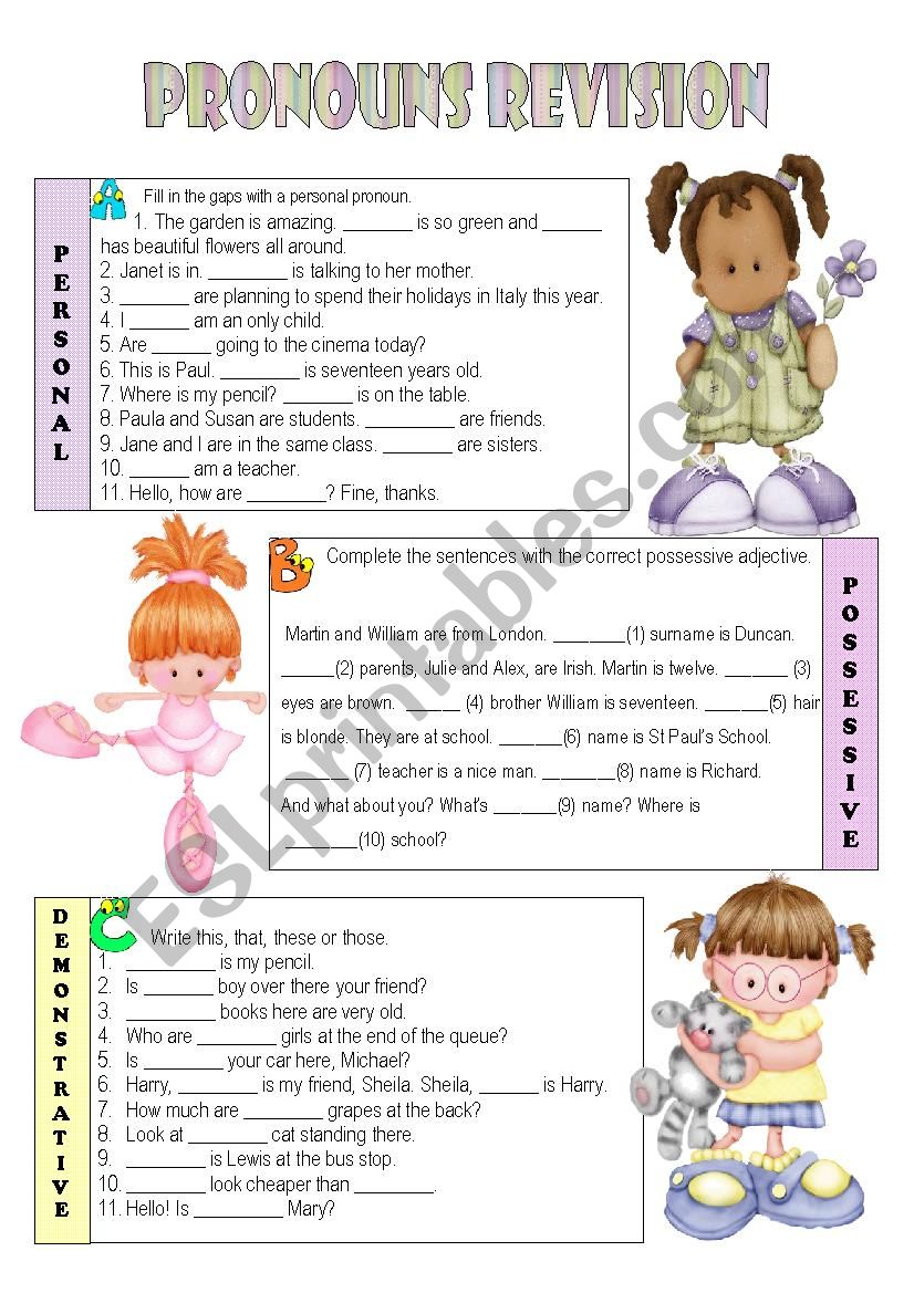 Pronouns Revision worksheet