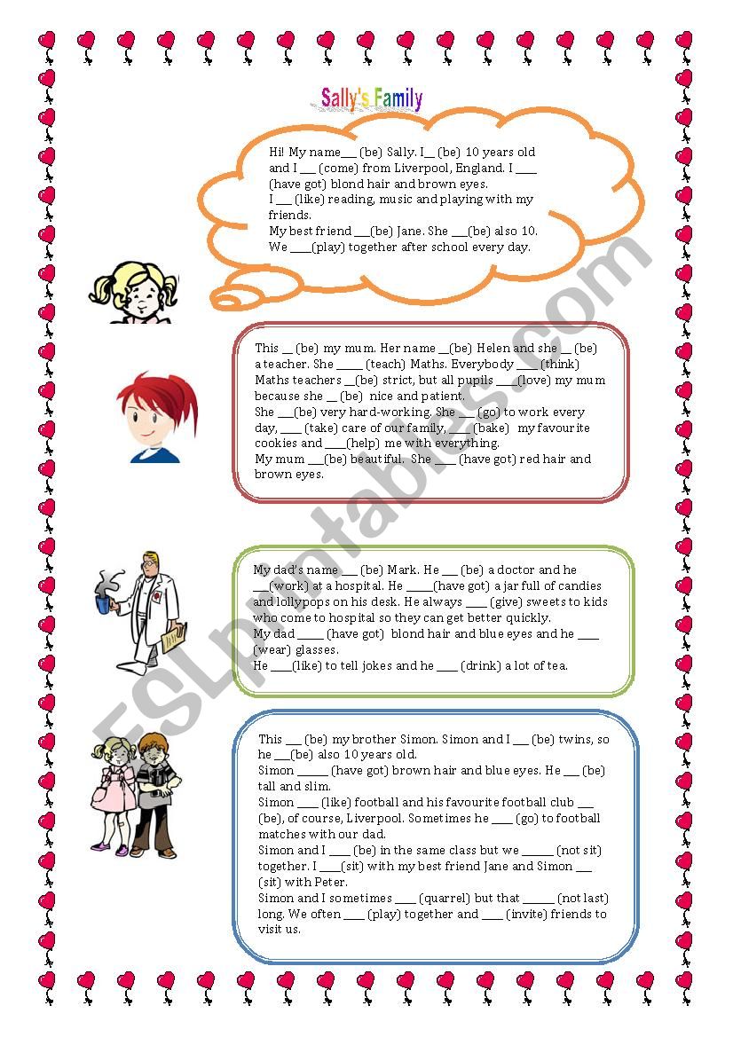 Sally´s Family - ESL worksheet by MaraMaraMra