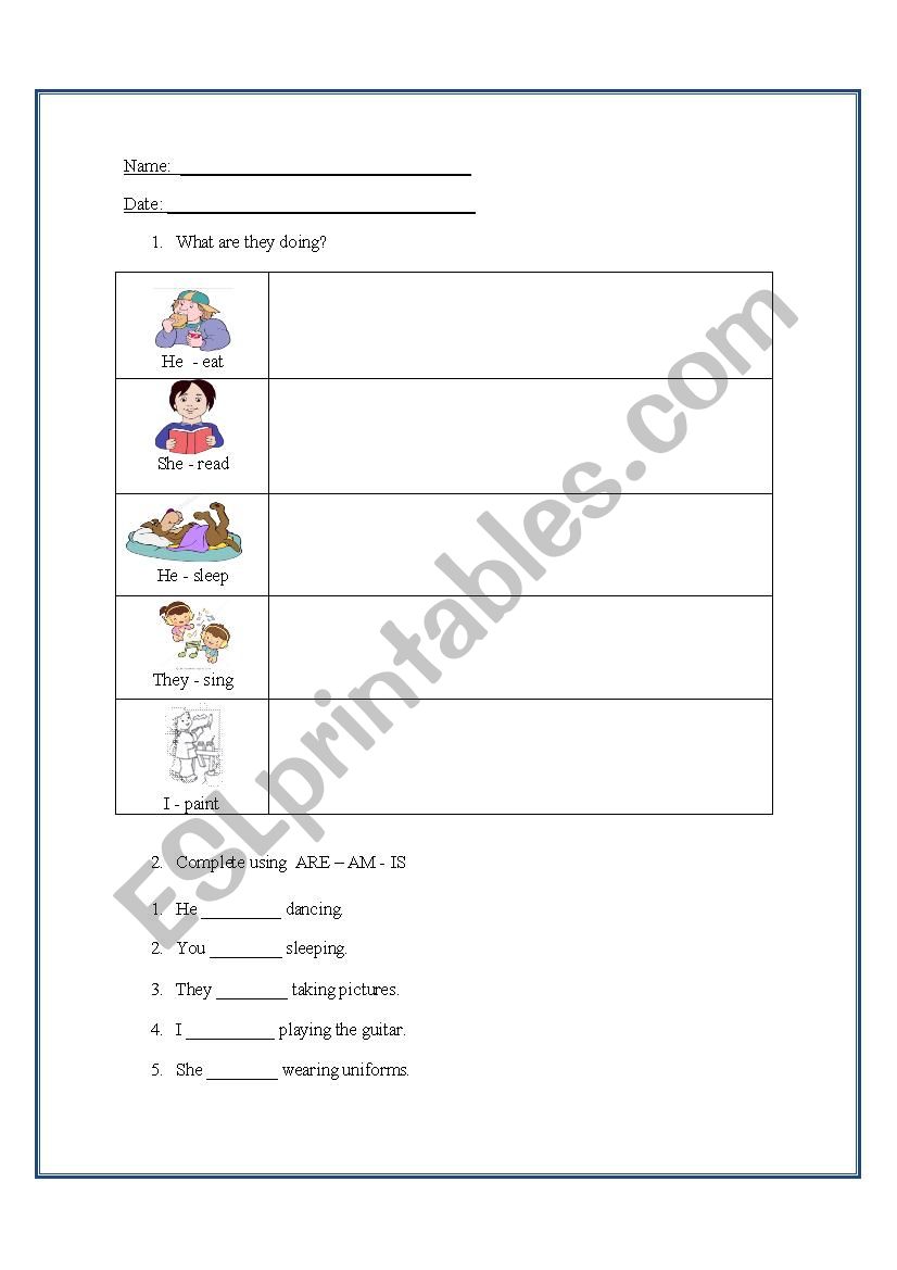 present continuous worksheet