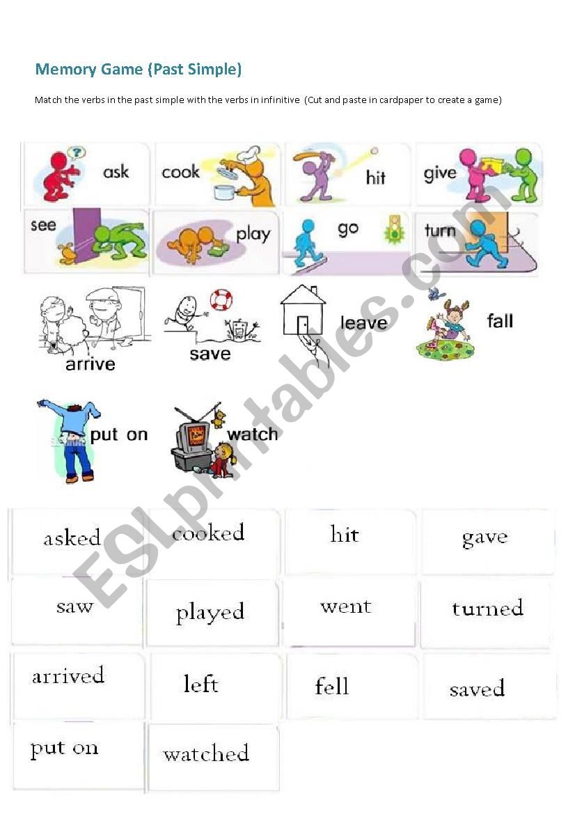 Memory Game (Past Simple) worksheet