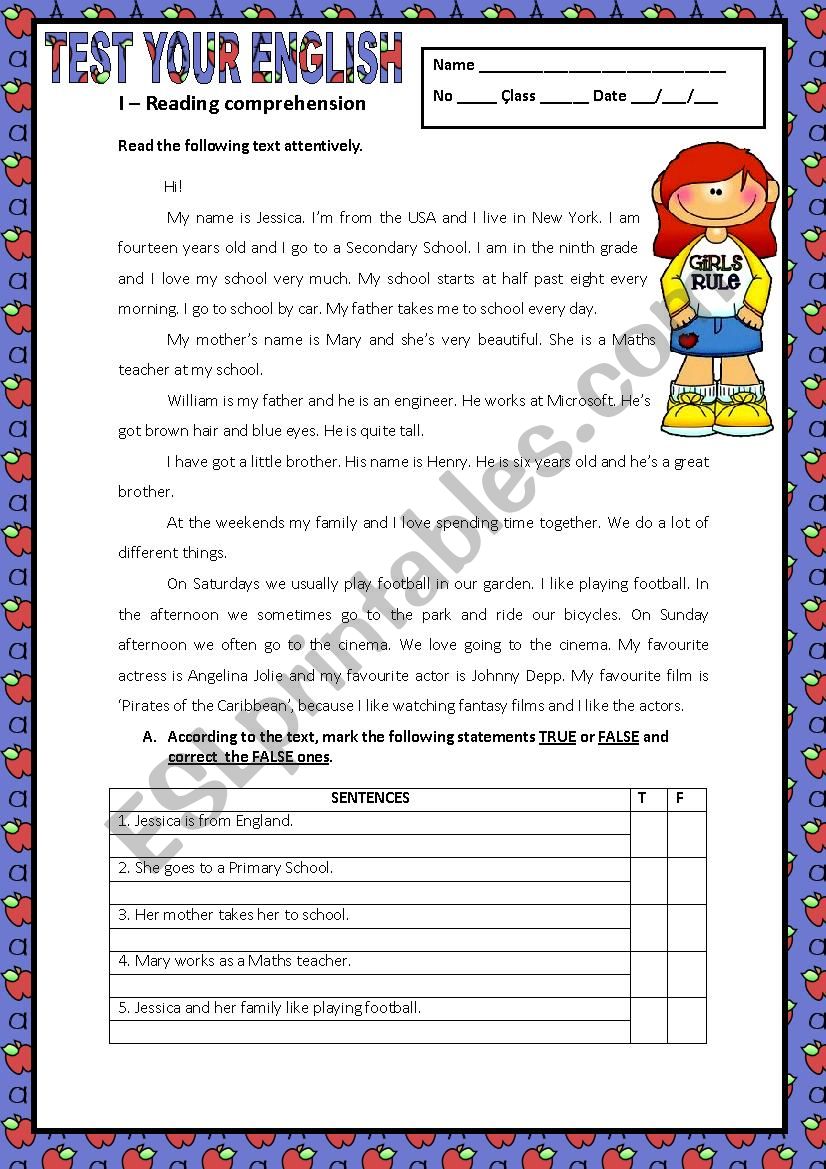 TEST YOUR ENGLISH worksheet