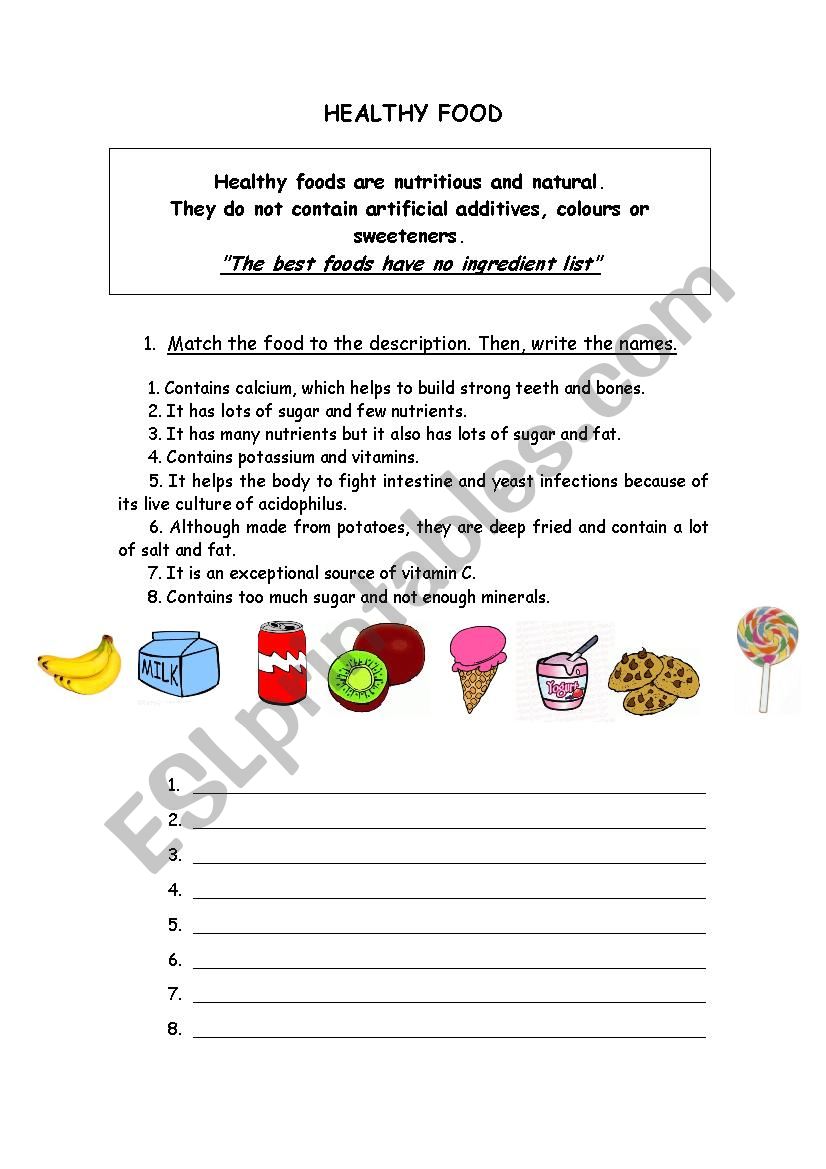 HEALTHY FOOD worksheet