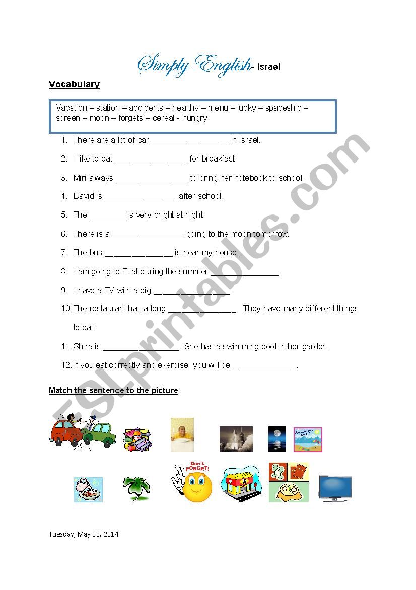 Vocabulaty worksheet