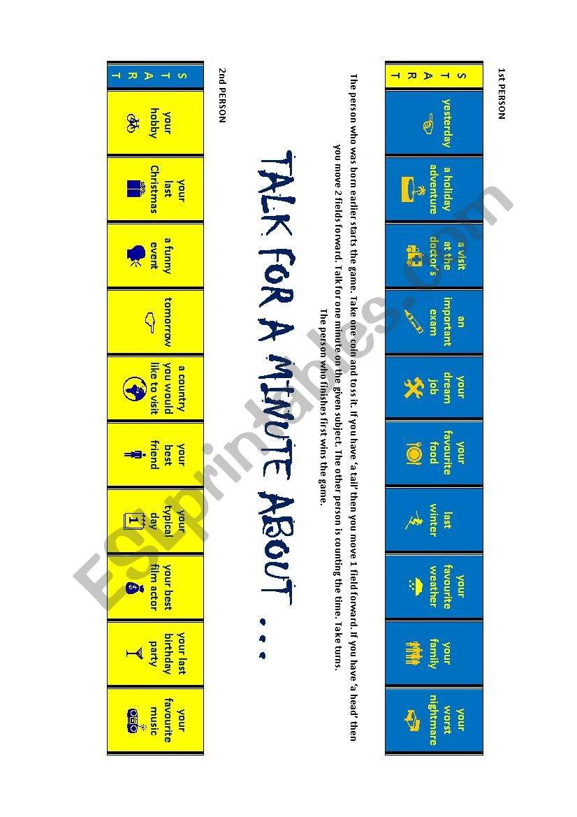 Talk for a minute about worksheet