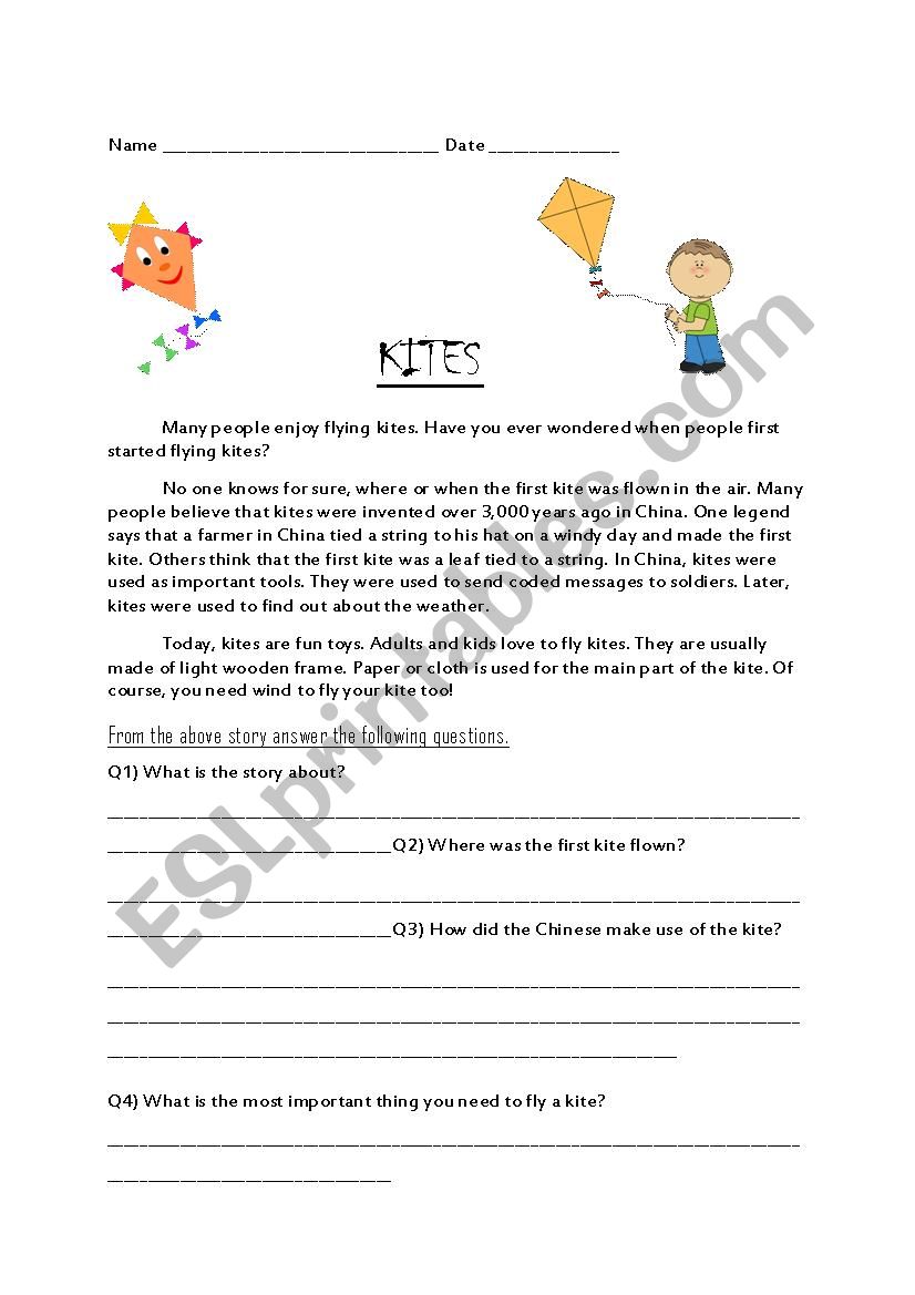 reading comprehension worksheet