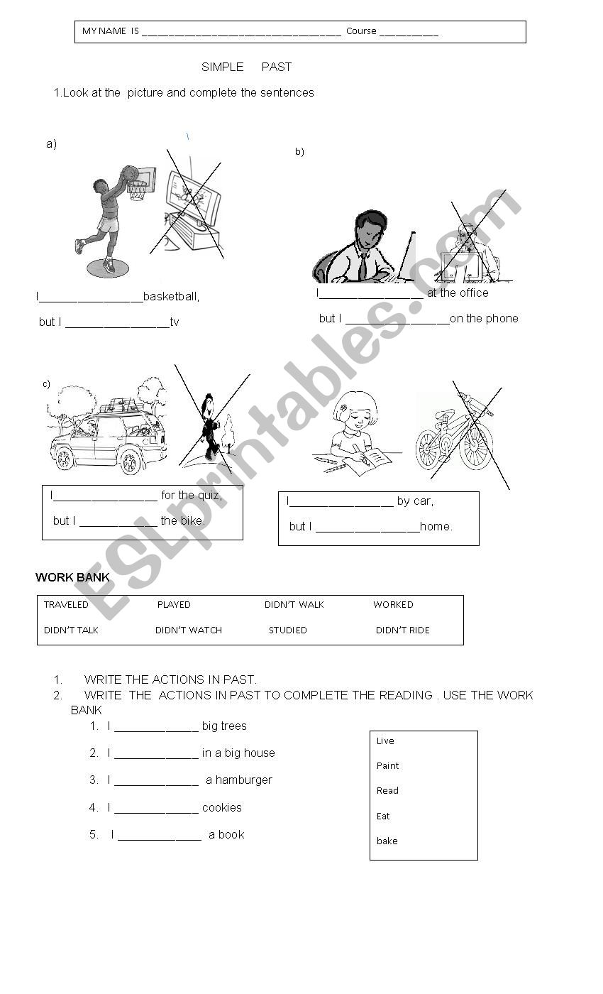 SIMPLE PAST worksheet