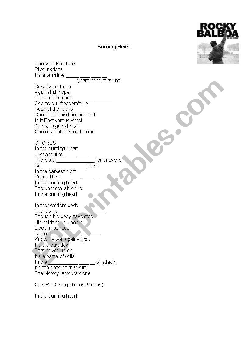 Burning Heart - Rocky Balboa worksheet