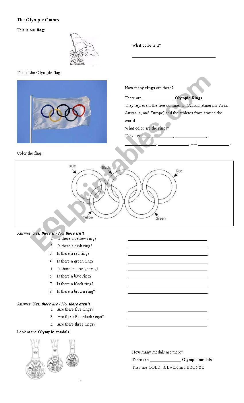 The Olympic Flag and Medals worksheet