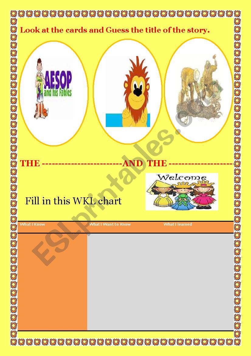 The Lion and The mouse worksheet