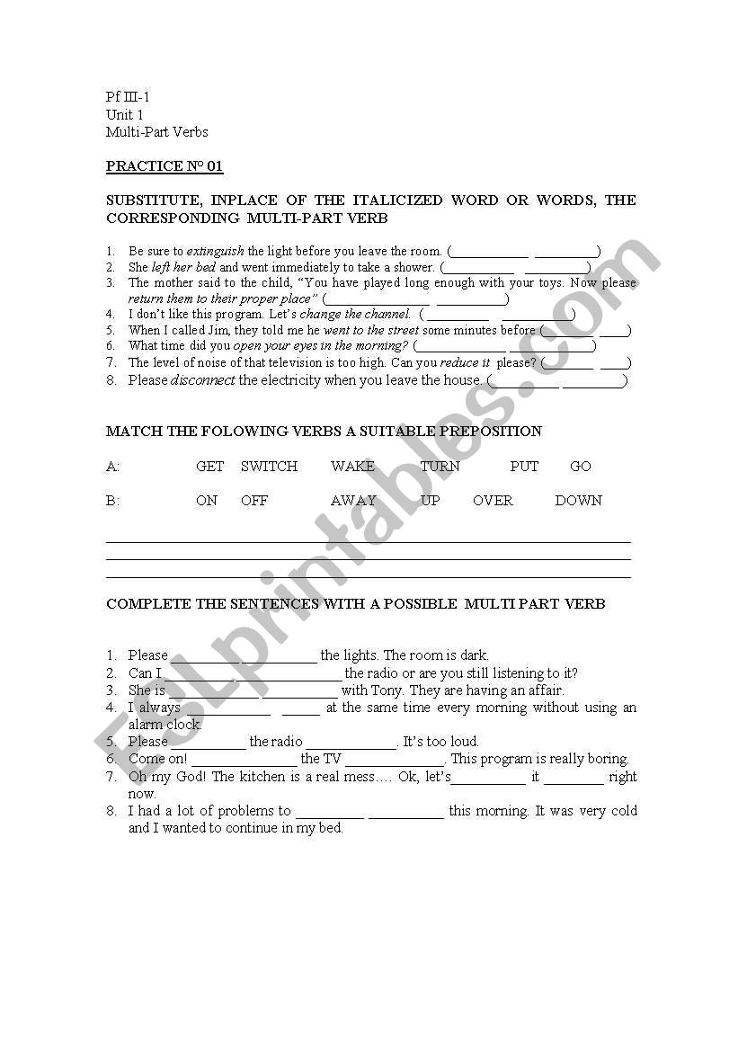 phrasal verbs practice worksheet